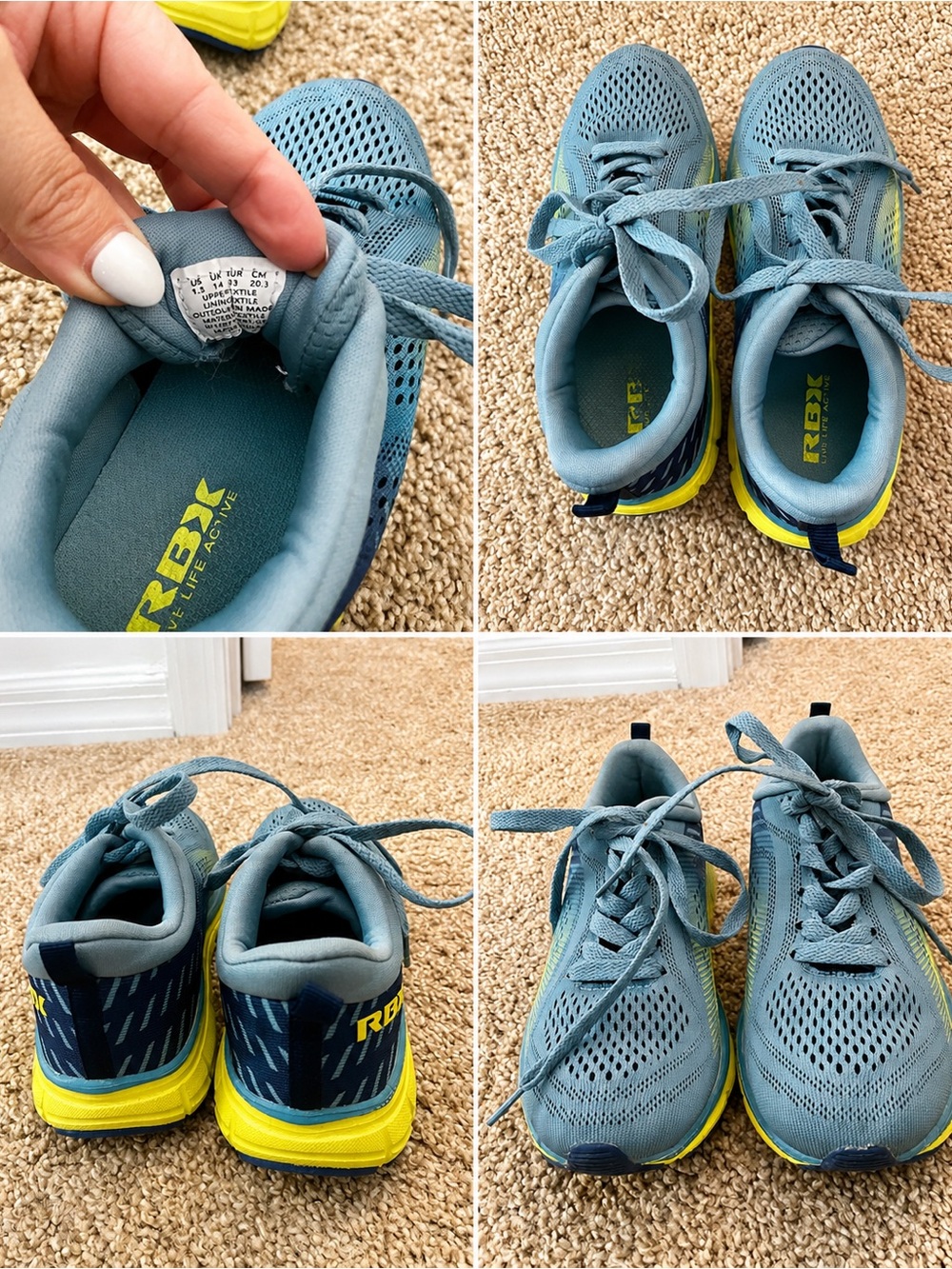 RBX Kids Blue Mesh Sneakers with Yellow Accents